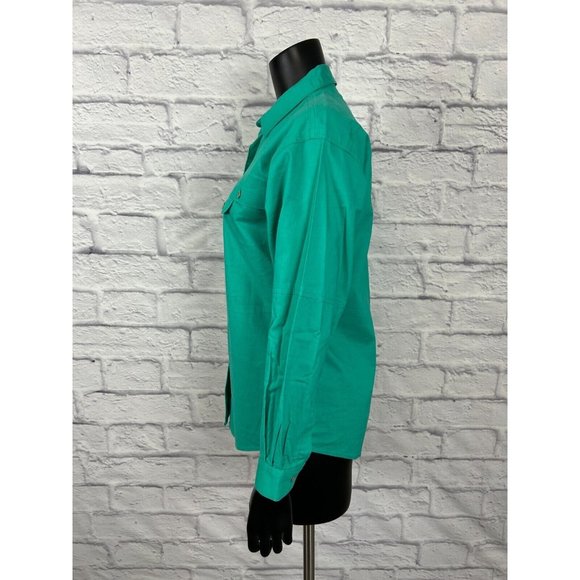 Gitano Green Cotton Linen Button Up Pockets Women's Shirt Size Small Vintage 80s - Picture 3 of 7